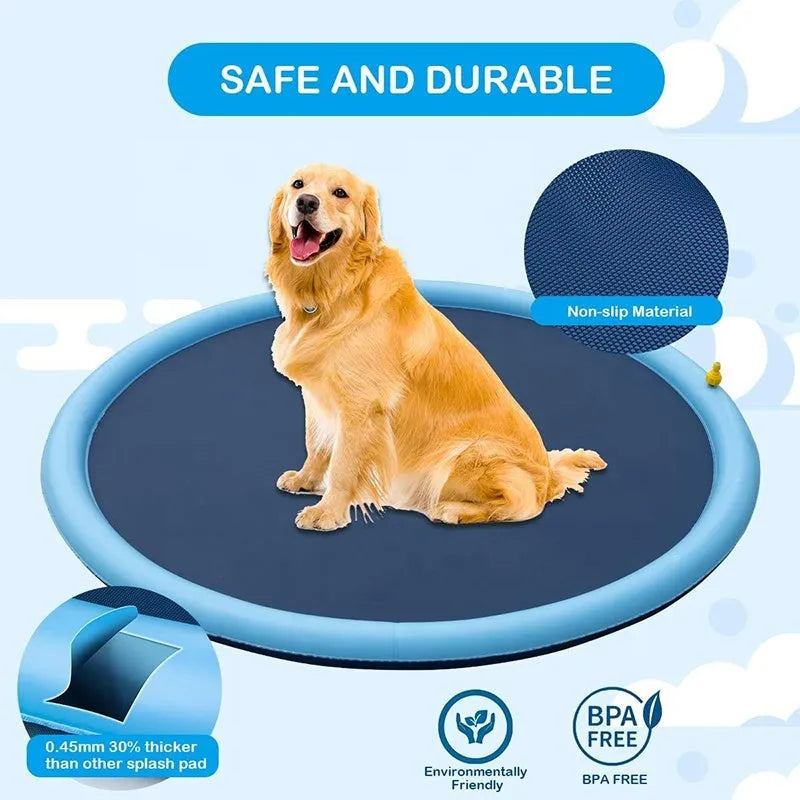 Outdoor dog splash pad mat with anti-slip surface in 100cm 150cm 170cm diameter options