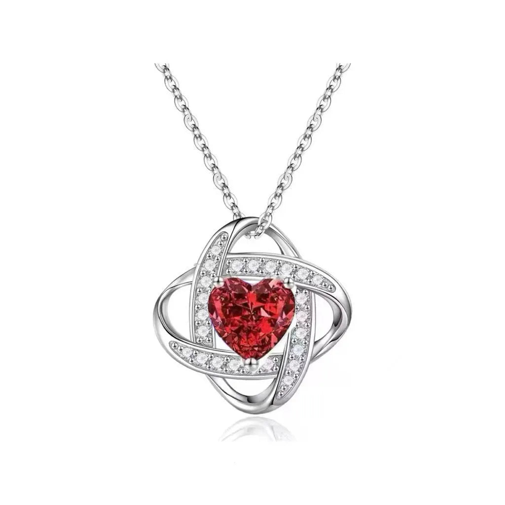 Women's copper love heart necklace with electroplated finish shown in one of five platinum colour options.