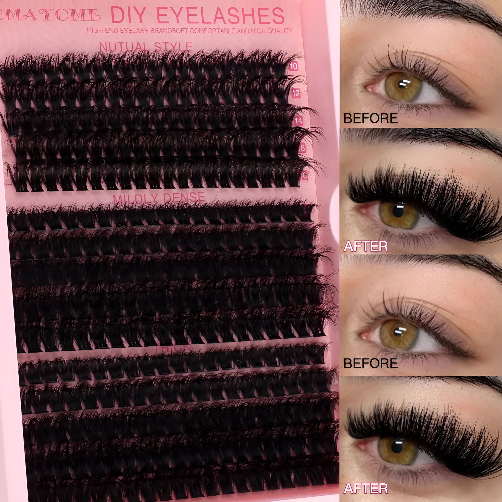 DIY single cluster false eyelash extension kit with tweezers on a clean surface
