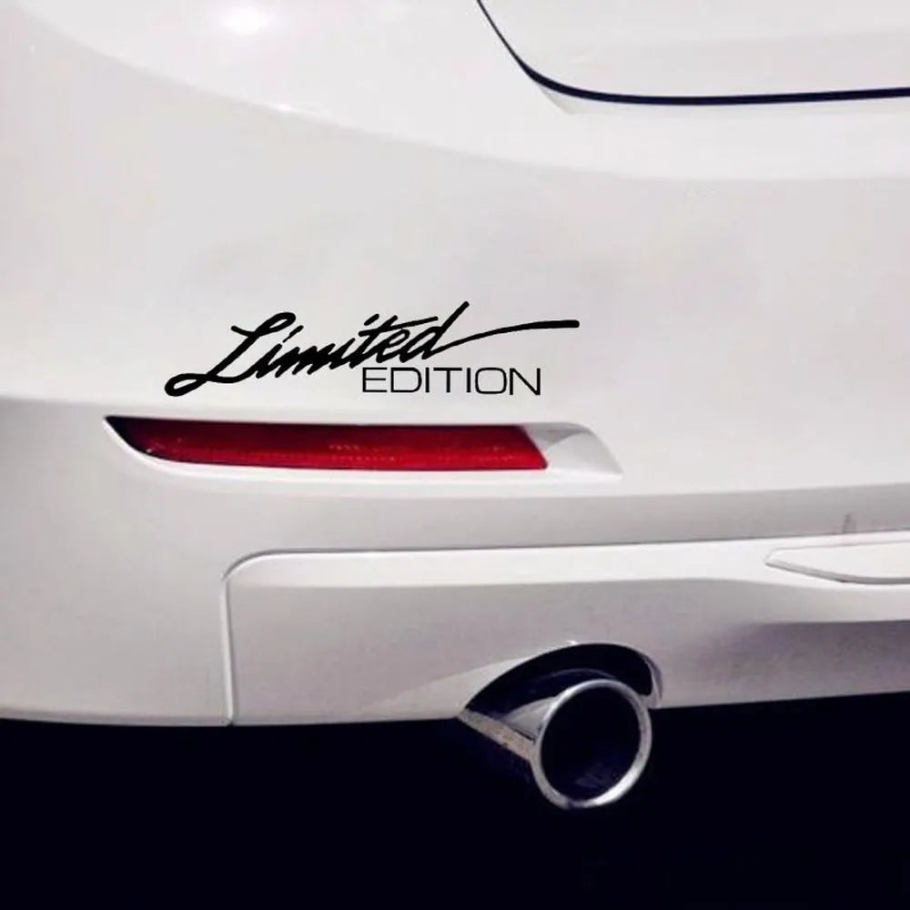 Reflective plastic bumper sticker in black, white, and colourful options, measuring 16cm long.