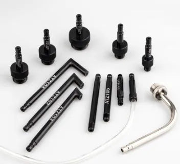 Automatic transmission oil refuelling kit with thirteen fittings and wave box connector