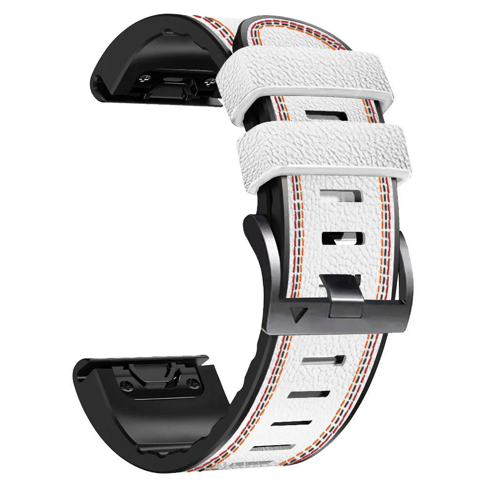 Silicone leather quick release watchband compatible with Garmin Fenix smartwatches