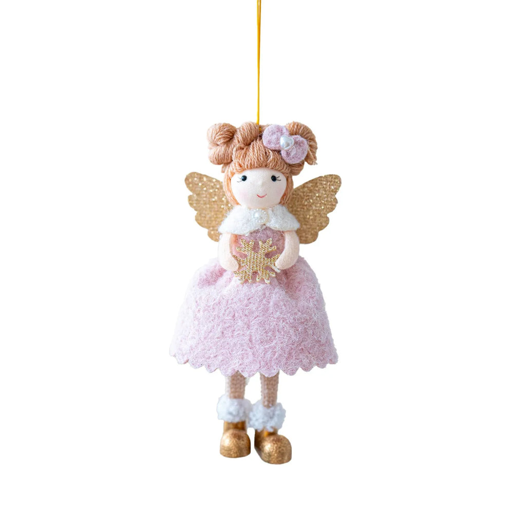 Pink and white cloth angel wings Christmas plush pendant ornament decoration