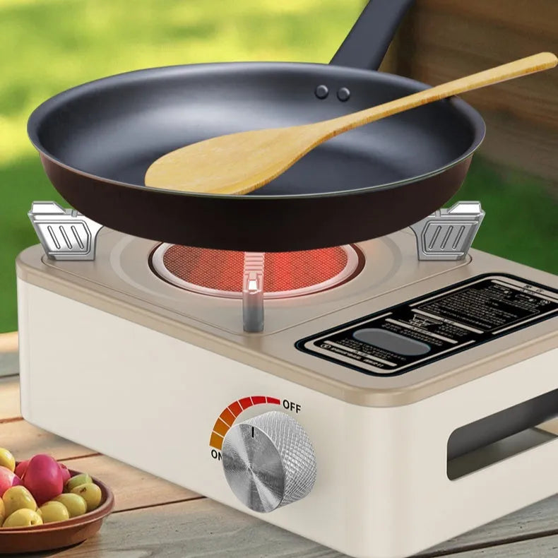 White infrared portable gas stove with windproof fierce flame for outdoor cooking
