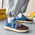 Men’s lace-up denim board shoes in Denim Blue with rubber sole and stitching details