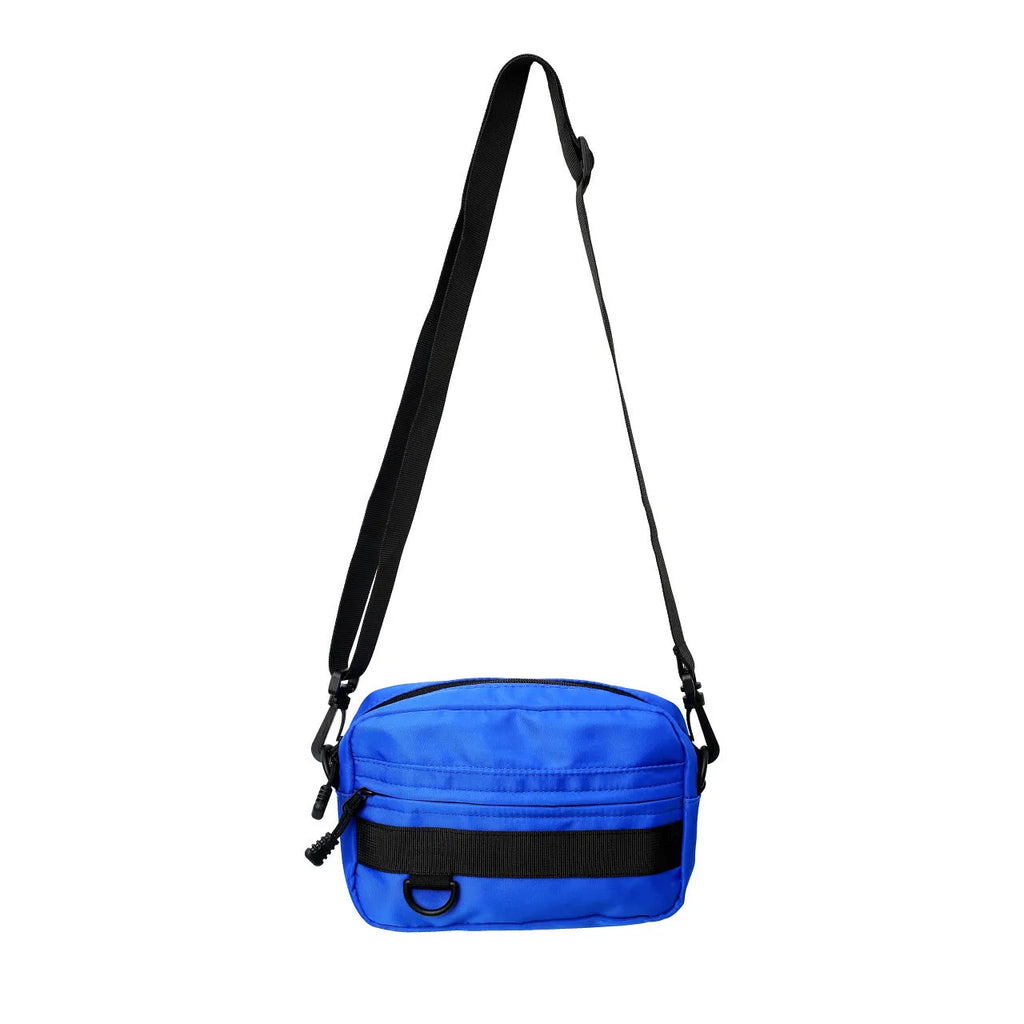 Men's street style nylon messenger bag with crossbody strap in solid colour