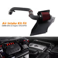 Car modification intake assembly with black duct and red air filter for Volkswagen EA888 GEN2 and EA113 engines