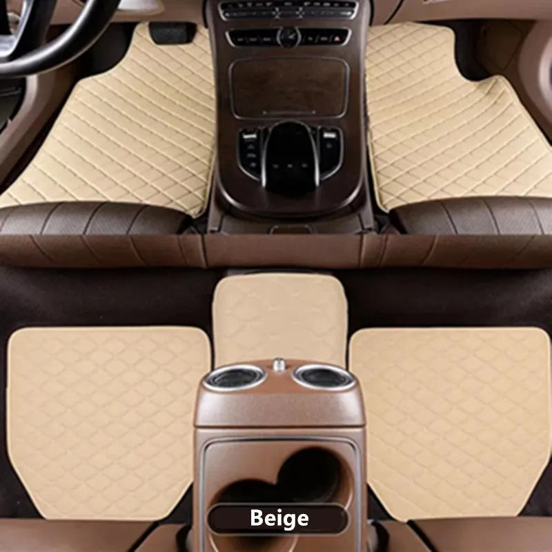 Simple Home leather car mat set five-piece foot pads general fit beige black coffee color wine red
