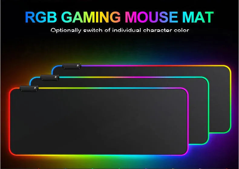 Luminous RGB mouse pad with non-slip rubber fabric base in multiple sizes