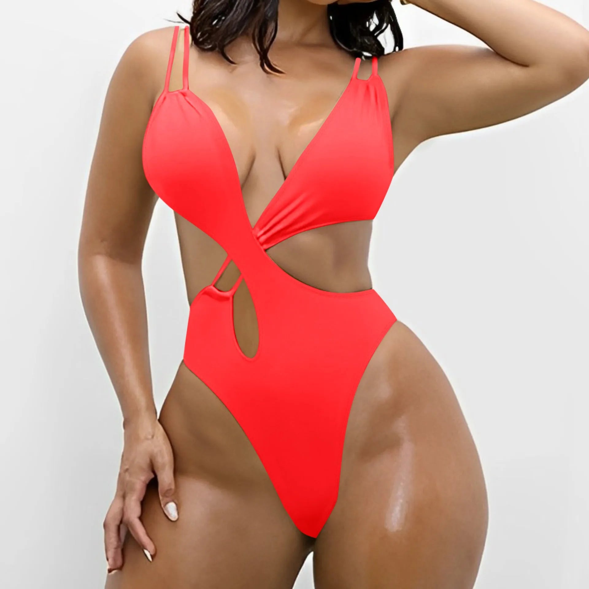 Women's backless one-piece swimsuit in nylon available in four solid colours