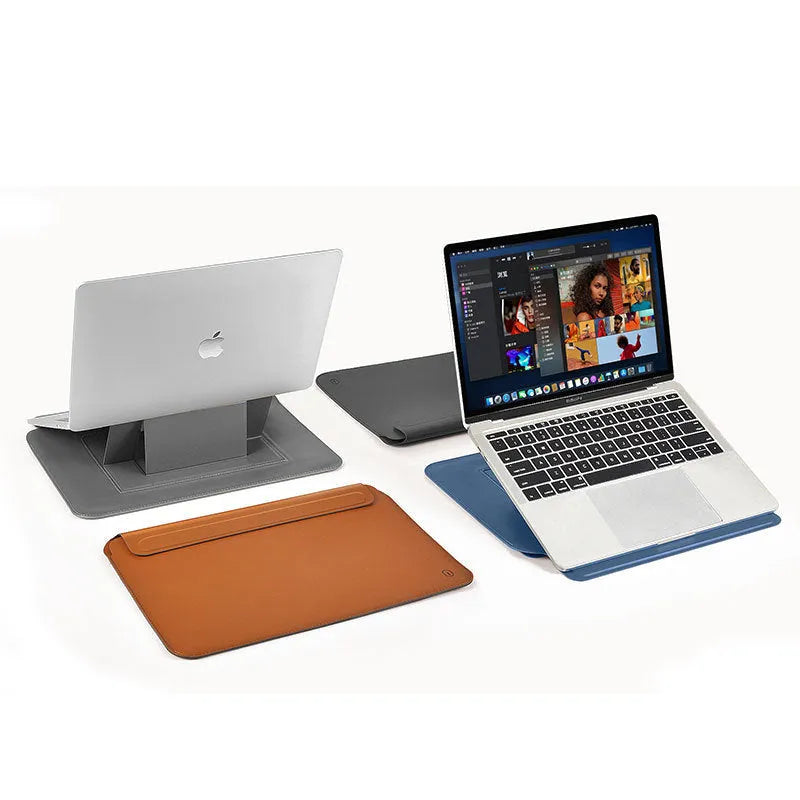 PU leather notebook liner protective case in dark blue with soft handle and hook-and-loop closure, size for 13.3 inch laptop