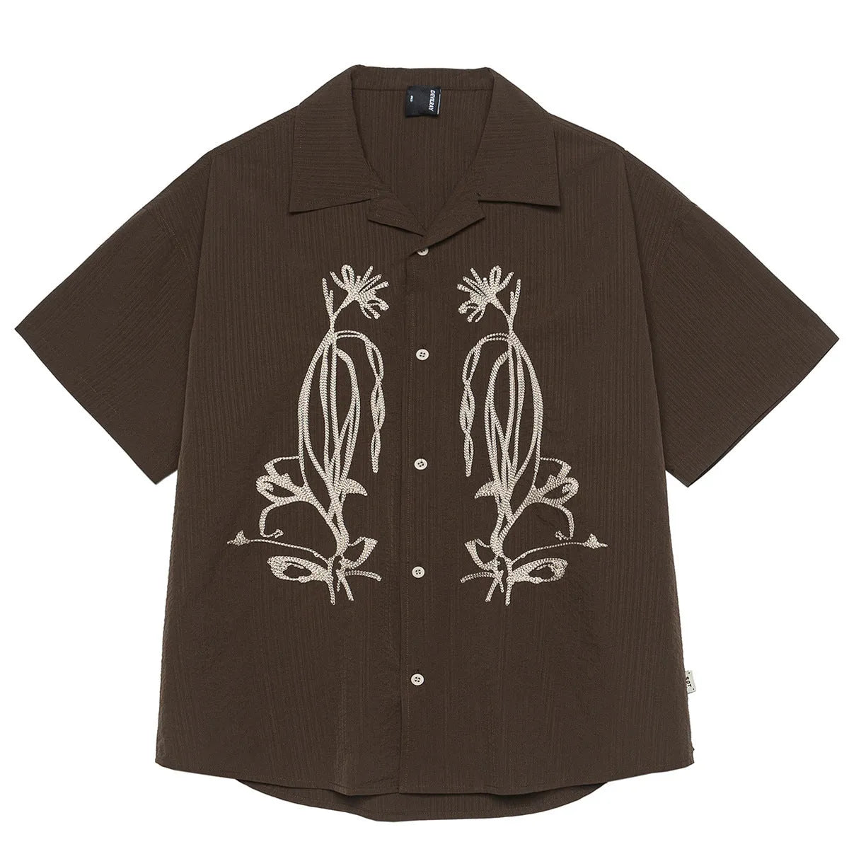 Brown striped waterproof quick-drying Cuban collar short sleeve outdoor shirt