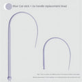 Blue simulated mouse tail cat toy stick with silicone tail and cat head handle design