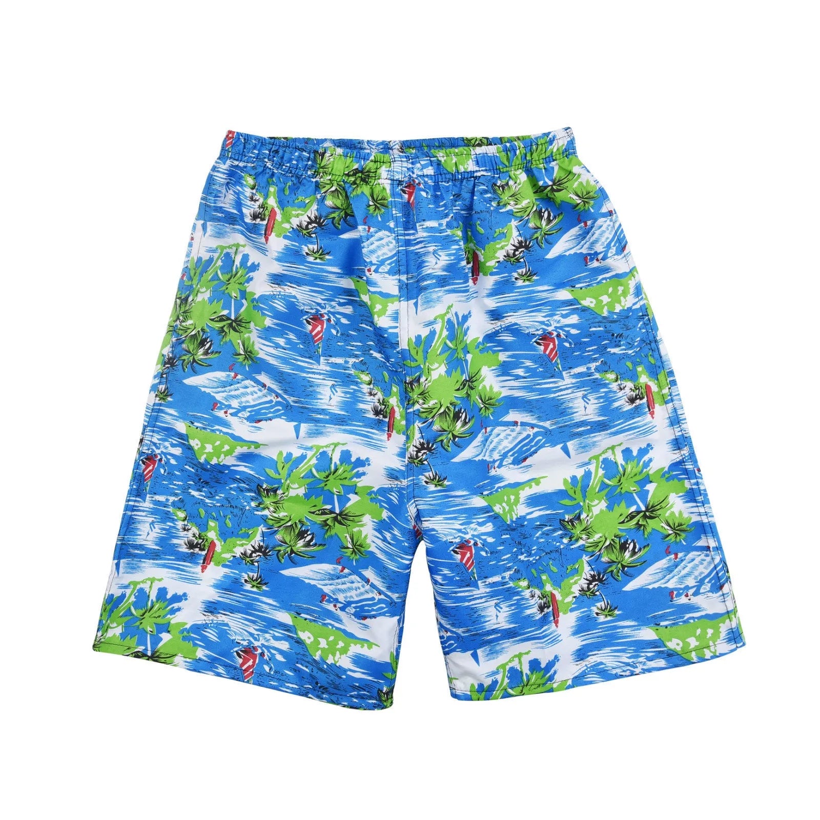 Men's printed five-point swimming trunks with floral pattern in polyester fabric