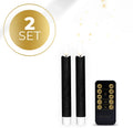 Black LED taper candle with realistic 3D flame effect, 18cm height flameless decorative lighting