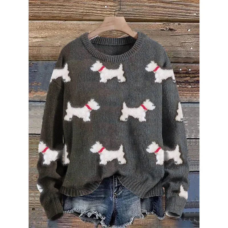 Little flower digital printed round neck sweater showing floral pattern on polyester fabric.