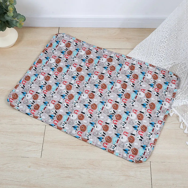Reusable washable pet urine pad with animal pattern and waterproof backing