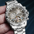 Men's automatic mechanical watch with stainless steel strap and business styling