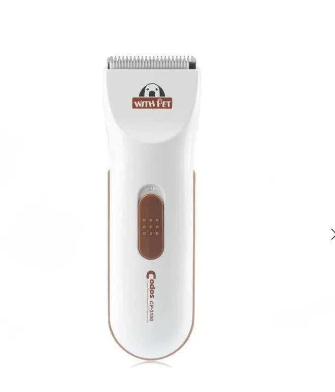 White electric pet hair clipper with ceramic blade for grooming cats and dogs