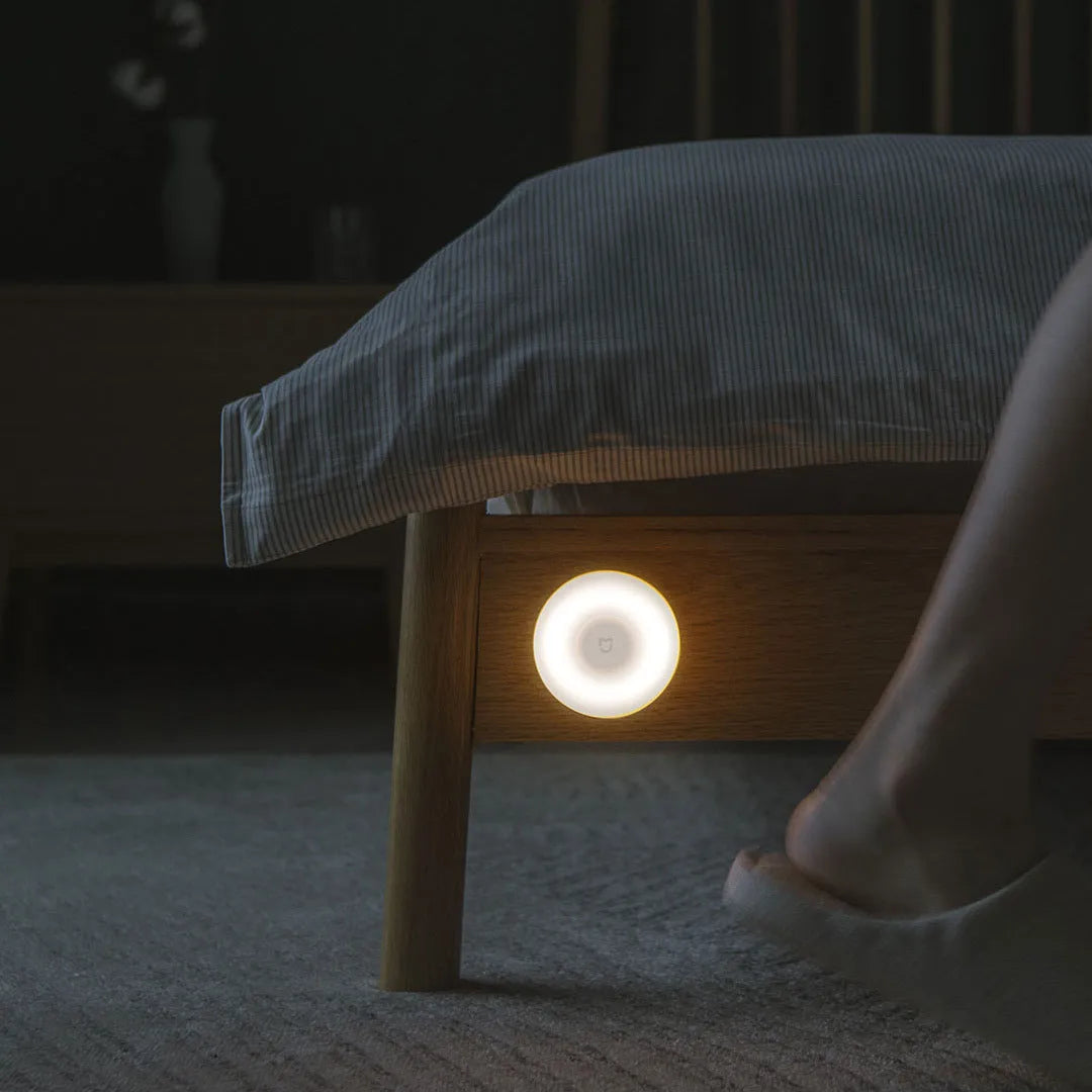 White square bedside table lamp with human body induction and Bluetooth connectivity