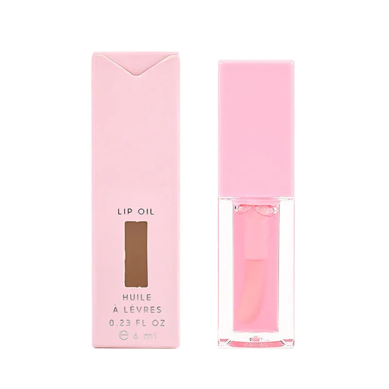 Women's transparent lip gloss set showing six shimmer colour variants in 6ML bottles