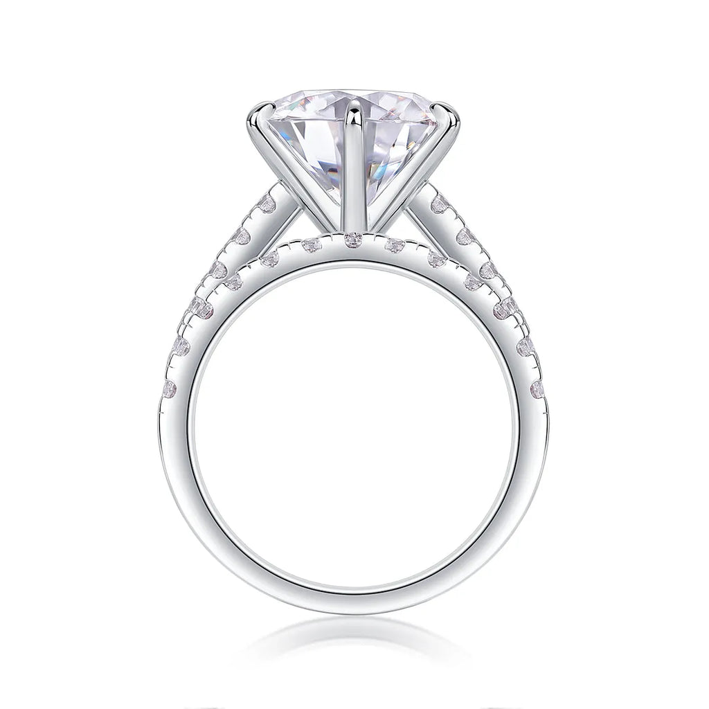 5-carat moissanite diamond look ring set S925 silver platinum plated with GRA certificate gift box