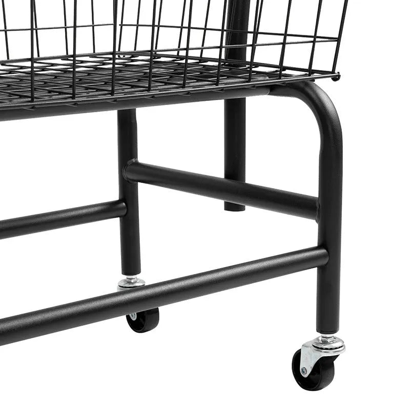 Single rod pulley storage car for wardrobe organisation with iron construction and caster wheels