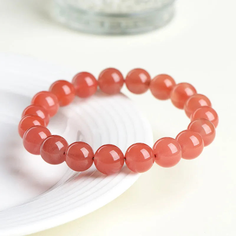 Natural South Red Cherry Red agate bracelet with polished scattered beads in multiple size options