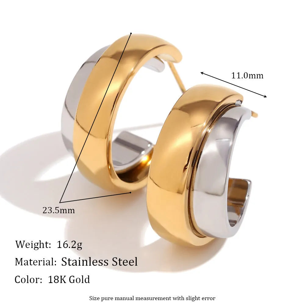 Geometric gold electroplated stainless steel jewellery set with earrings, bracelet and necklace
