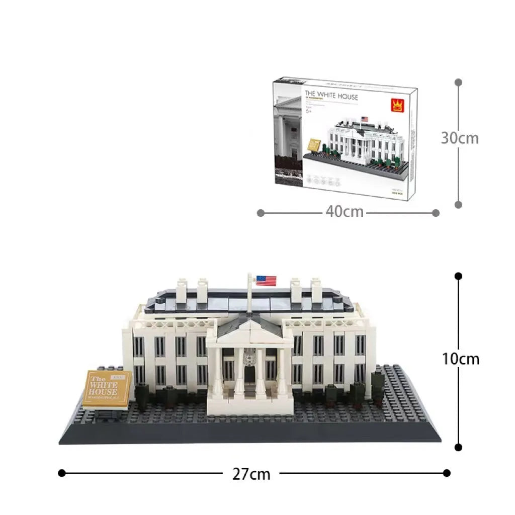 Wange building block set showing over 800 small ABS plastic pieces for constructing global landmark models.