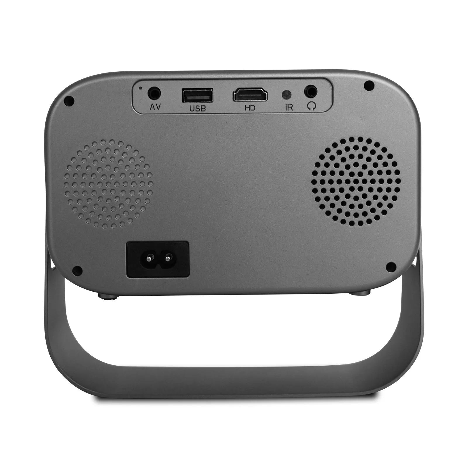 Black HD smart portable projector with remote control and multiple plug formats