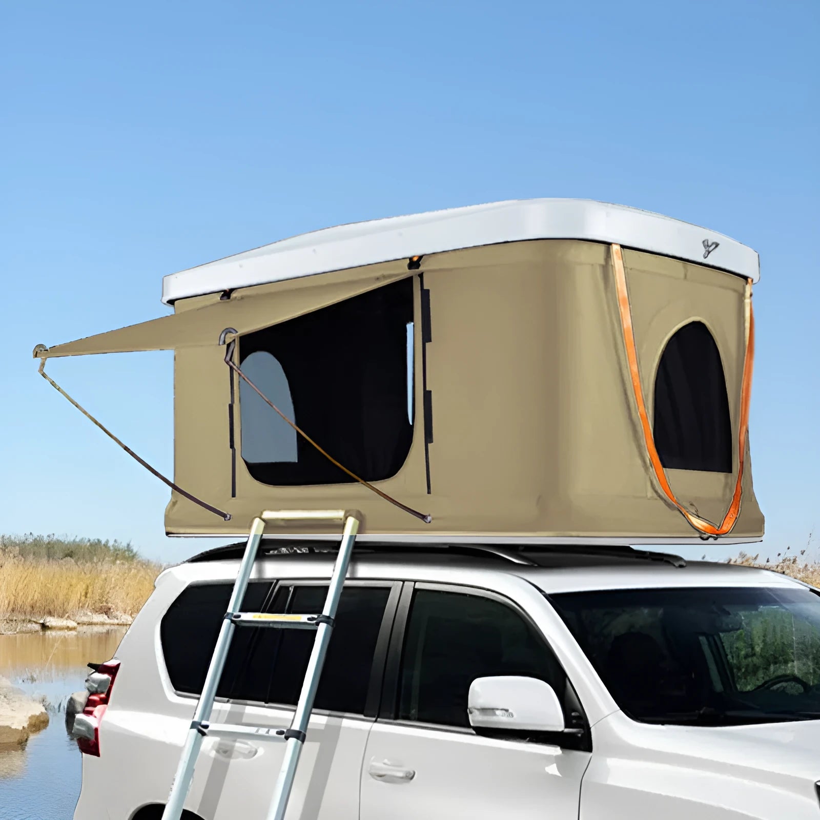 Hard shell folding roof tent 210x130x28cm aluminium alloy double tent for self-driving camping camouflage style