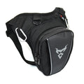 Red 0105MC motorcycle leg bag made of 1200D Oxford cloth with crossbody strap.