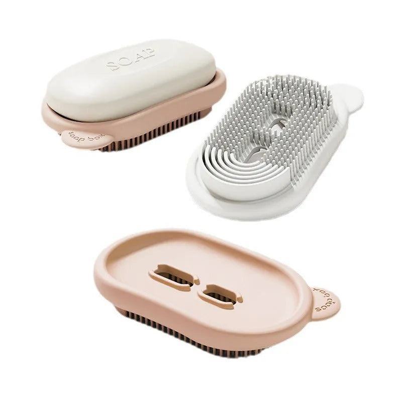 PET travel soap holder in cream white colour compact design for bathroom or travel