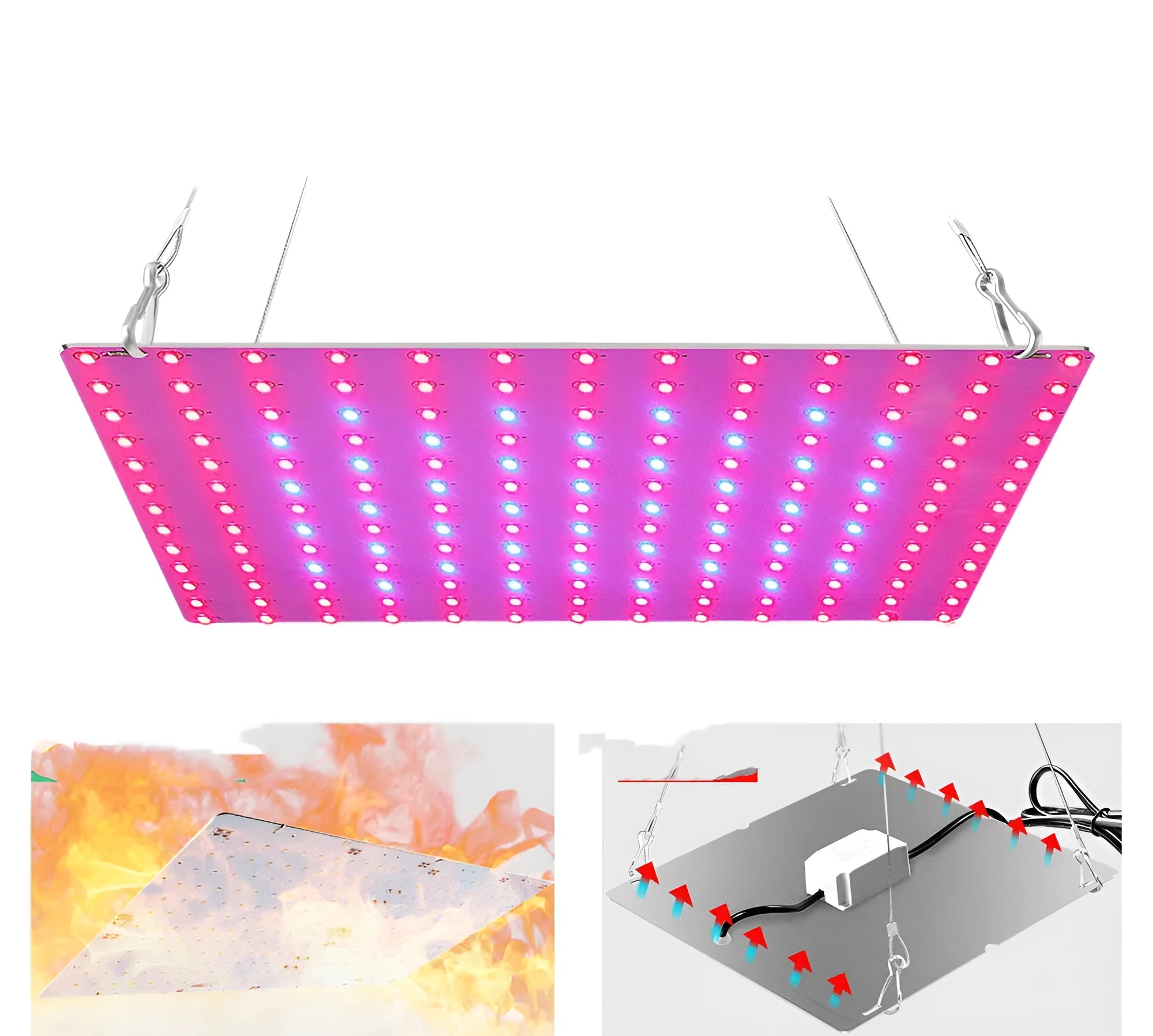 D-section aluminium LED plant light with hook for growing fruits and vegetables indoors.