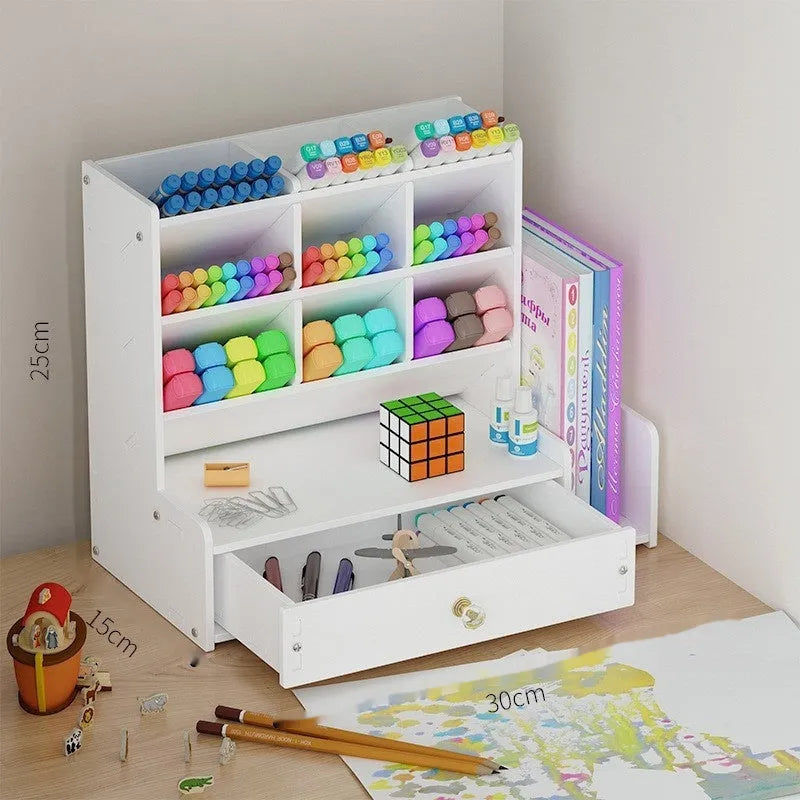 Square plastic pen holder storage box with oblique insertion compartments for writing instruments
