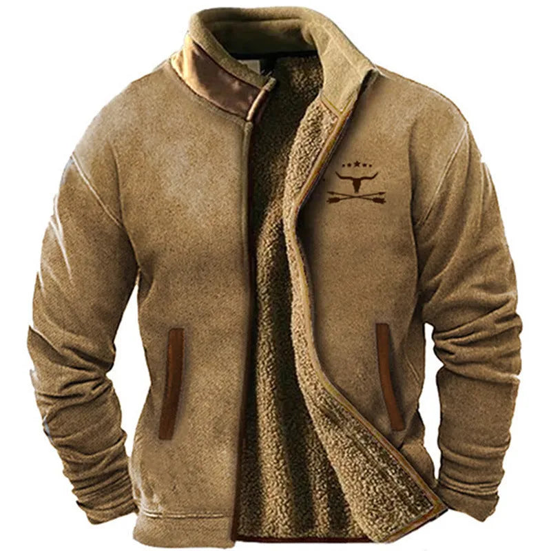 Men's green polyester padded coat with regular fit and normal length
