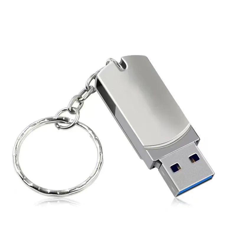 White metal rotating USB 3.0 flash drive with 16GB capacity, compact design