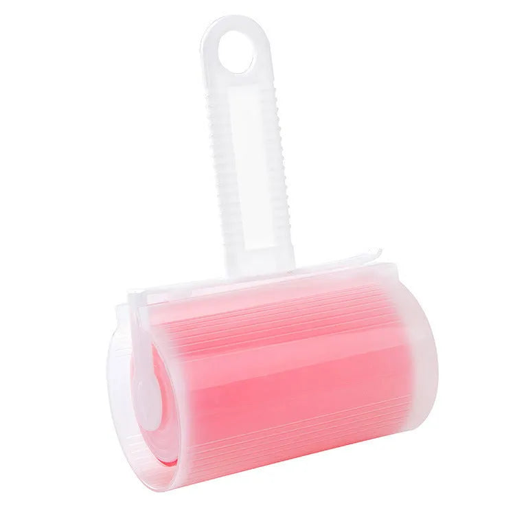 Blue washable reusable lint roller with cover for removing pet hair from clothes and furniture.