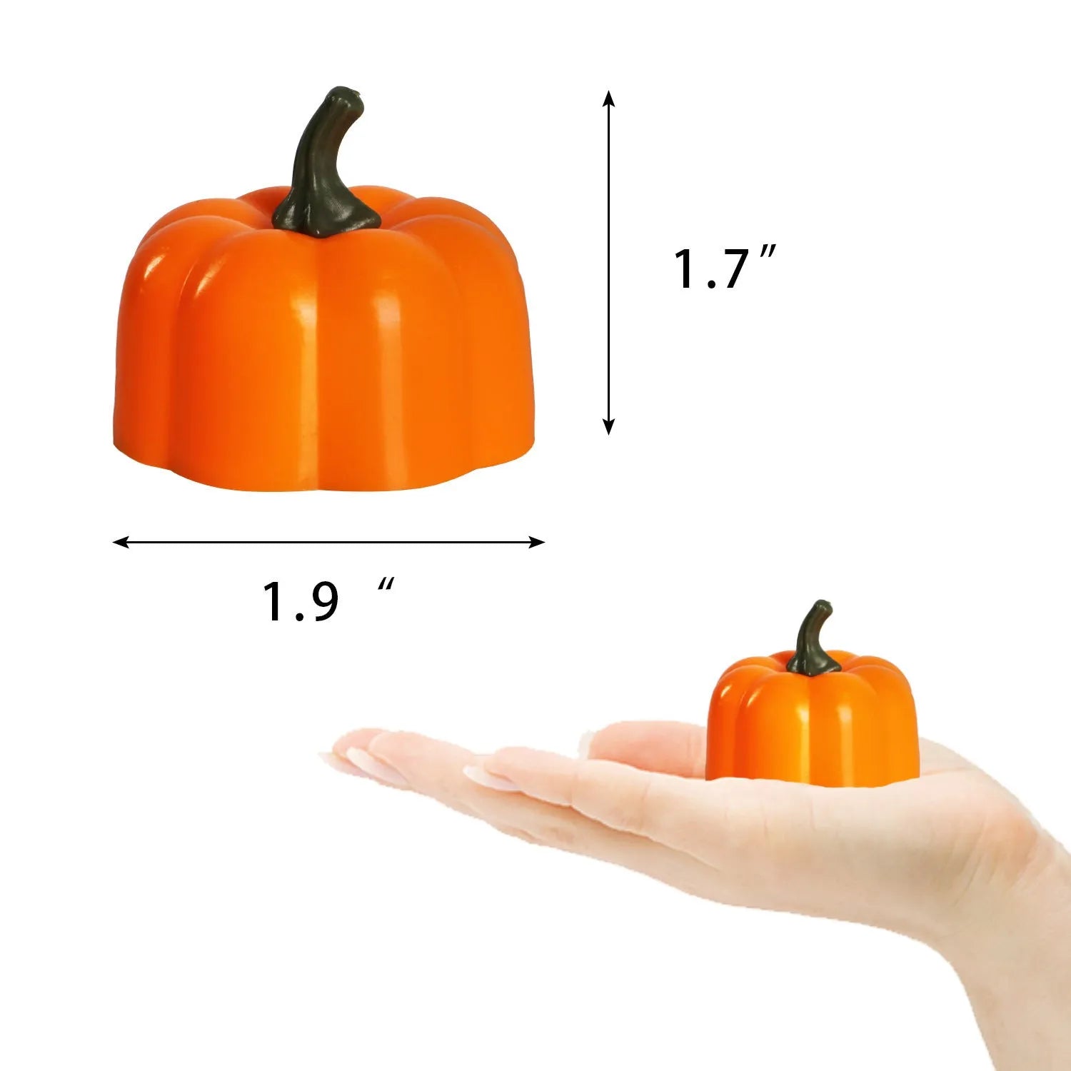 Yellow LED pumpkin light 4.9 cm Christmas decoration electronic candle 12-pack on table
