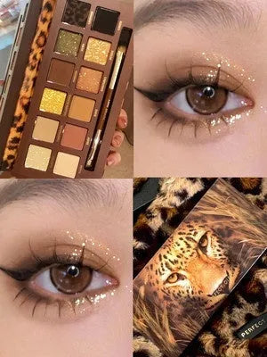 Explorer twelve-colour animal eye shadow palette showing golden tiger, red fox, and spotted tiger designs