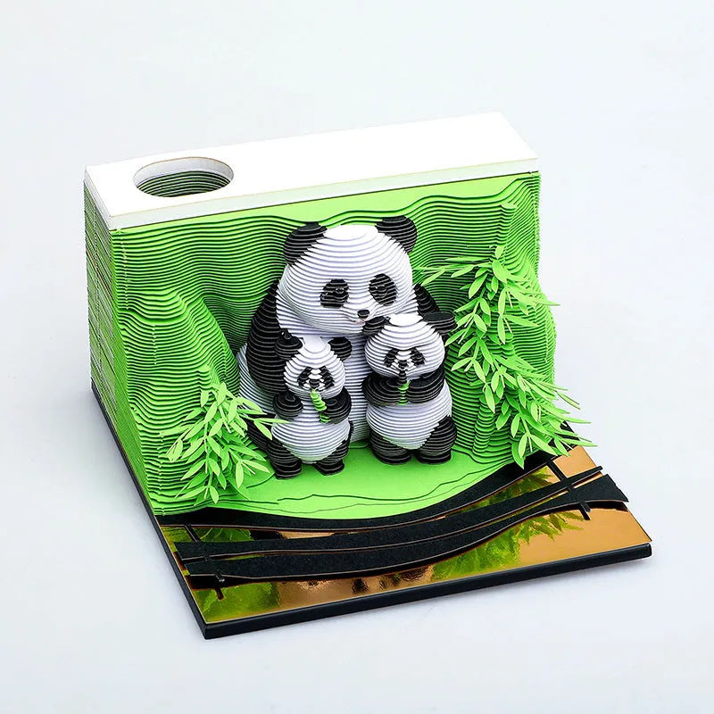 3D sticky note paper carving notepad with tear-off pages and decorative ornament design