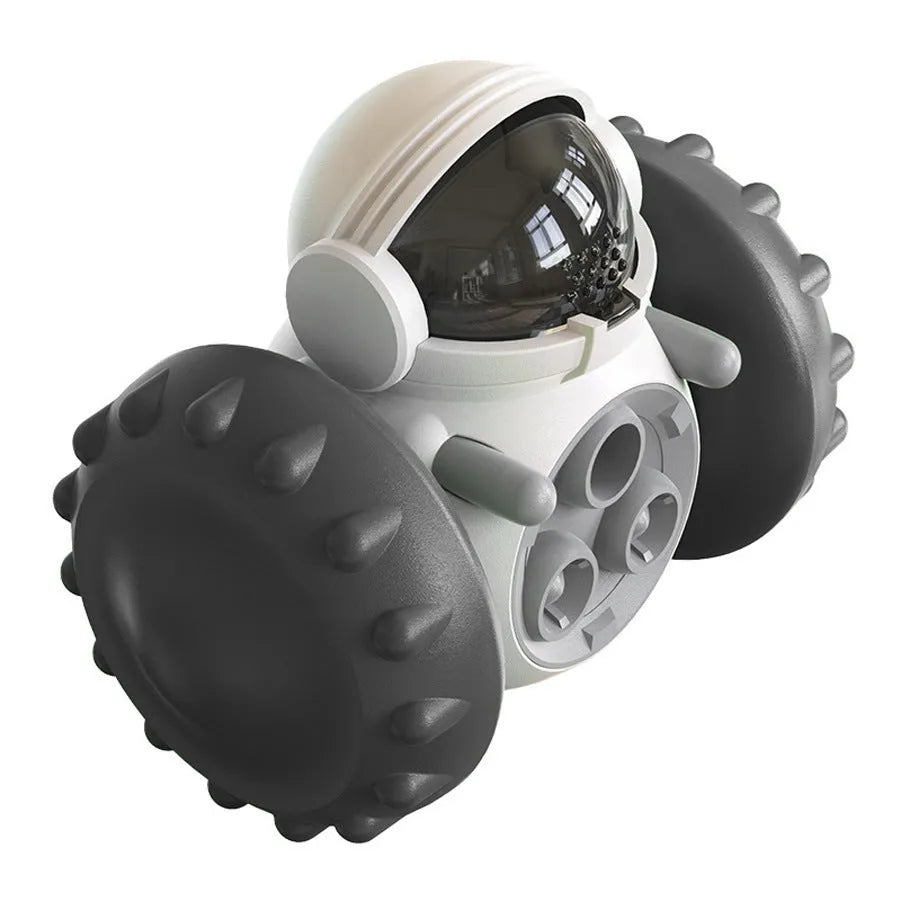 Interactive dog treat dispenser toy for small breeds in various colours with tumbler design