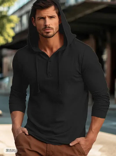 Cotton pullover hoodie in dark blue, apricot, black, blue, white, or light green.