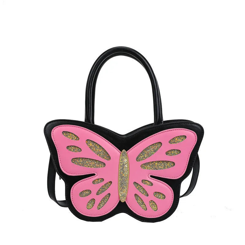 Small square crossbody shoulder bag in white, pink, blue, or black with contrasting colour details
