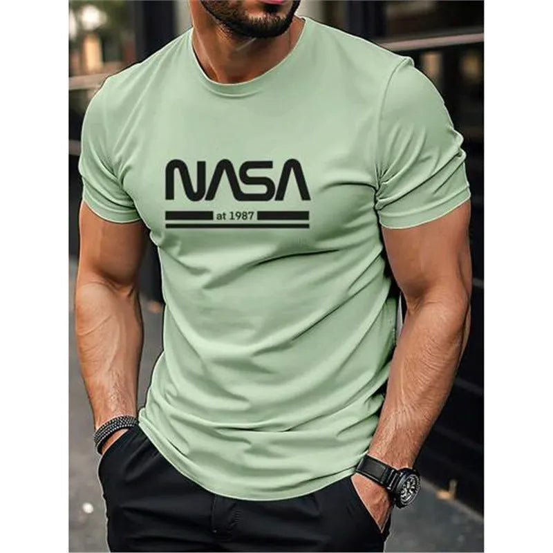 Men's slim-fit printed letters short sleeve t-shirt in multiple colour options