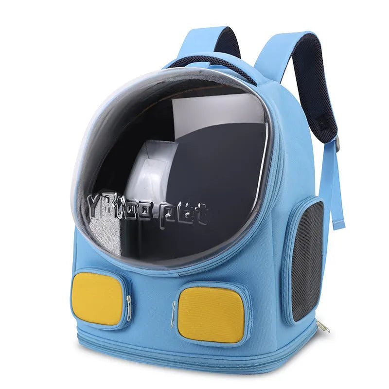 Large capacity nylon cat backpack in solid colour, medium hard structure for pets up to 9kg.