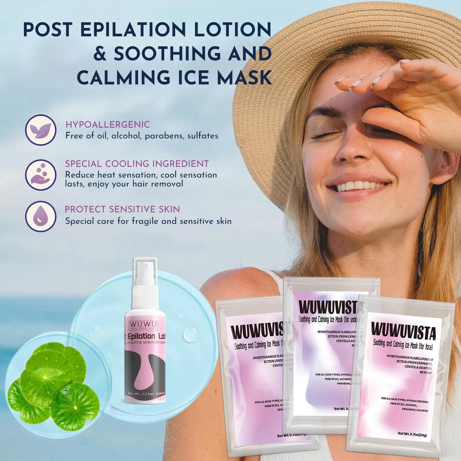 Portable waxing kit with black wax warmer, four coloured wax beans, facial and body sticks, and aftercare products