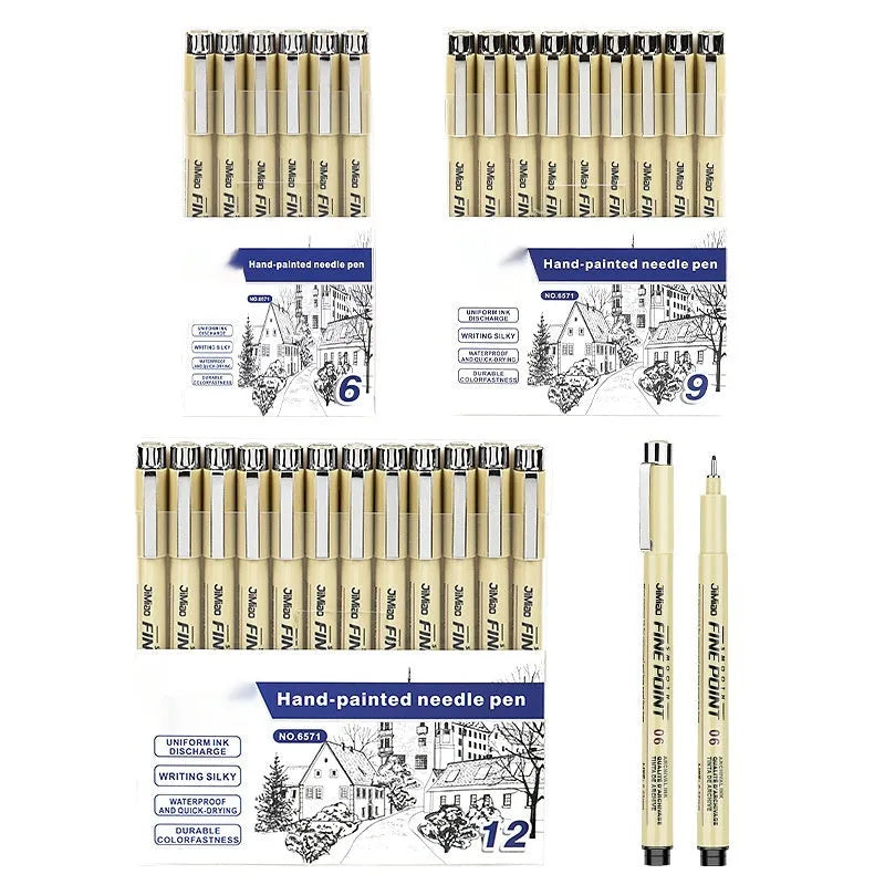 Needle drawing pen with syringe cartoon design, 133mm long with waterproof black ink