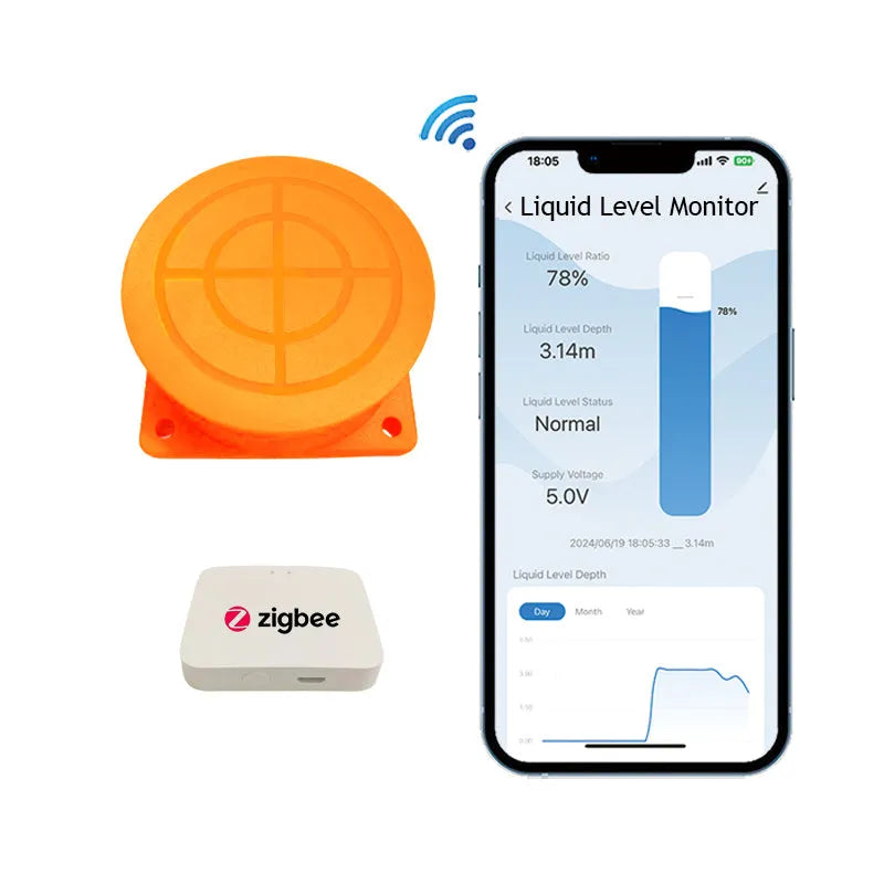 Moray ME201W wireless fluid level sensor for remote water and oil tank monitoring via smartphone app